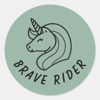 Brave Rider Green Classic Round Sticker