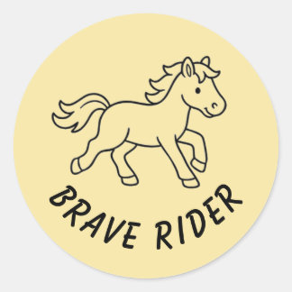 Brave Rider Horse - Pastel Yellow Classic Round Sticker