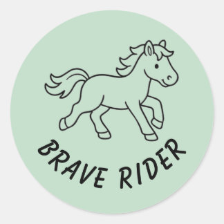 Brave Rider Horse Sage Green Classic Round Sticker