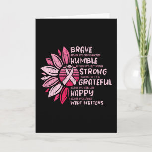 Brave Strong Grateful Breast Cancer Awareness Card