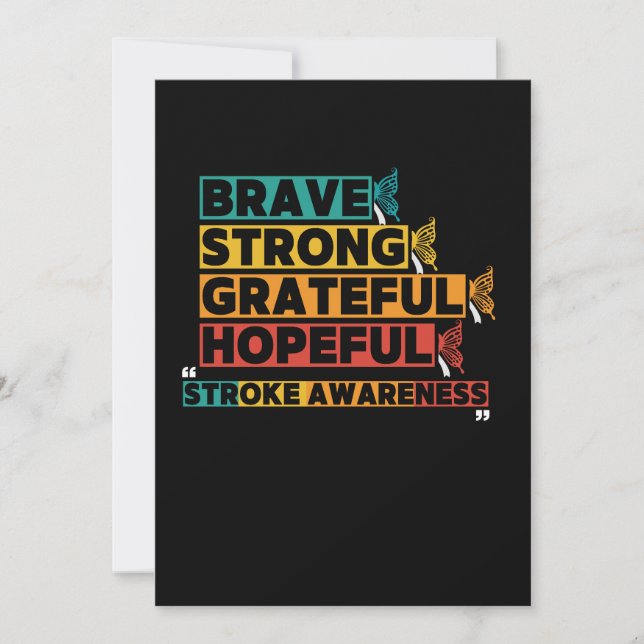 Brave strong greatful hopeful stroke awareness invitation (Front)