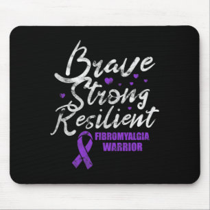 Brave Strong Resilient Fibro Awareness Grunge Mouse Pad