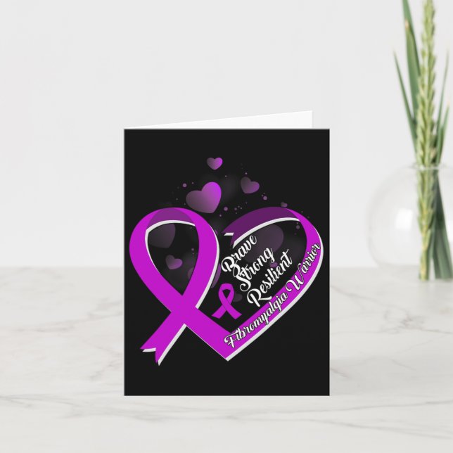 Brave Strong Resilient Fibromyalgia Warrior Awaren Card (Front)