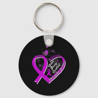 Brave Strong Resilient Fibromyalgia Warrior Awaren Keychain