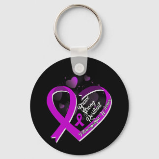 Brave Strong Resilient Fibromyalgia Warrior Awaren Keychain