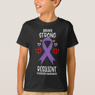 Brave Strong Resilient Overdose Awareness Ribbon L T-Shirt