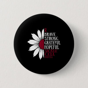 Brave Strong Sickle Cell Awareness Month Burgundy 2 Inch Round Button