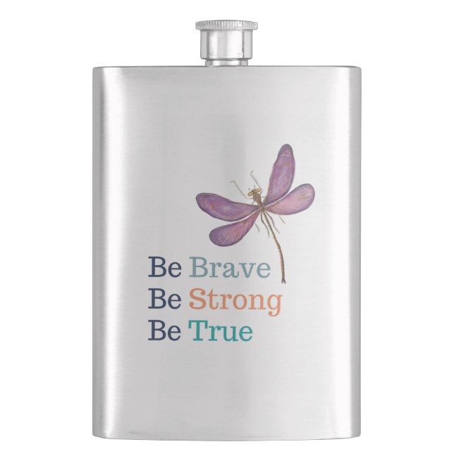 Brave Strong True Dragonfly Hip Flask (Front)