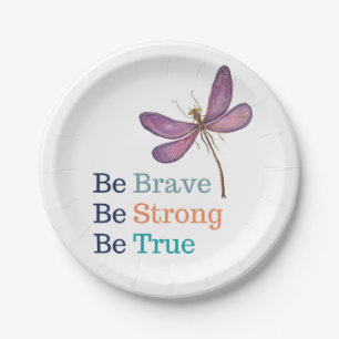 Brave Strong True Dragonfly Paper Plate