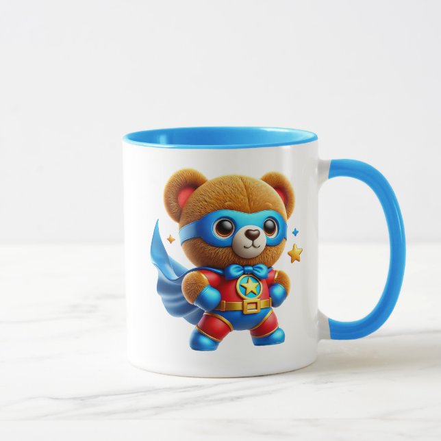 Brave superhero little bear cub. mug (Right)