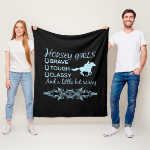 Brave Tough Classy Horse Girl in Light Blue   Fleece Blanket