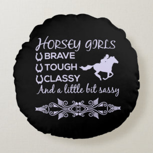 Brave Tough Classy Horse     Round Pillow