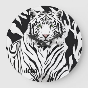 Brave Unique White Tiger Clock