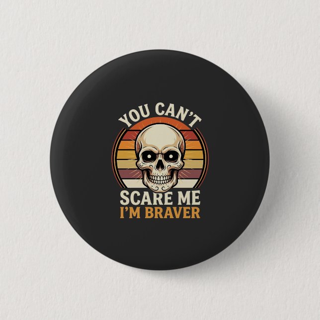 Braver Halloween Skull Retro Horror Design_1 2 Inch Round Button (Front)