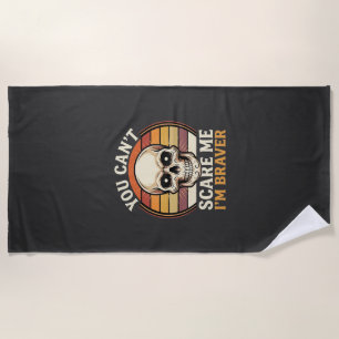 Braver Halloween Skull Retro Horror Design_1 Beach Towel