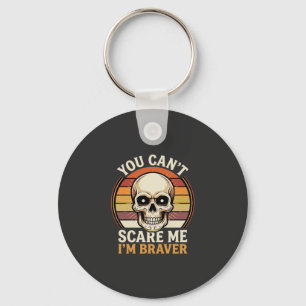 Braver Halloween Skull Retro Horror Design_1 Keychain