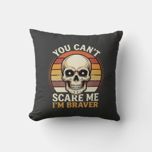 Braver Halloween Skull Retro Horror Design_1 Throw Pillow