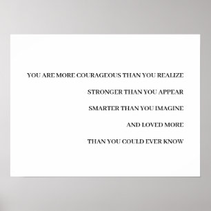 Braver Stronger Smarter Loved Milne Quote Design Poster