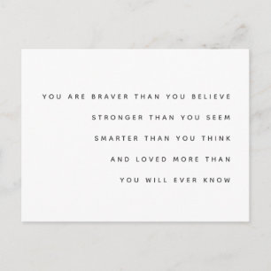 Braver Stronger Smarter Loved   Milne Quote Modern Postcard