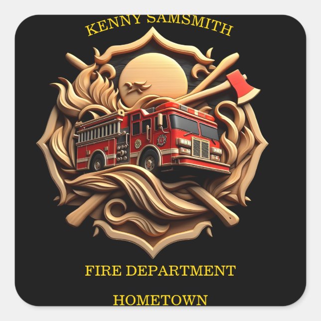 Bravery And Dedication Fire Department  Square Sticker (Front)