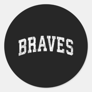 Braves Mascot Vintage Athletic Sports Name Design  Classic Round Sticker