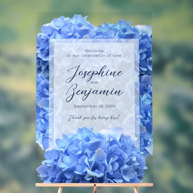 Bravest Blue Mariage Welcome Floral Sign (Neutre)
