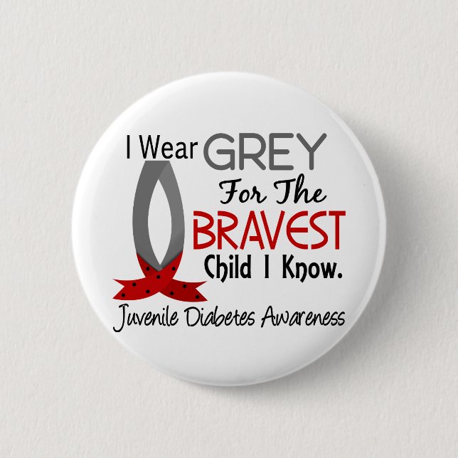 Bravest Child I Know Juvenile Diabetes 2 Inch Round Button (Front)