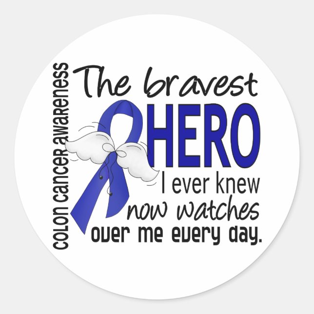 Bravest Hero I Ever Knew Colon Cancer Classic Round Sticker (Front)