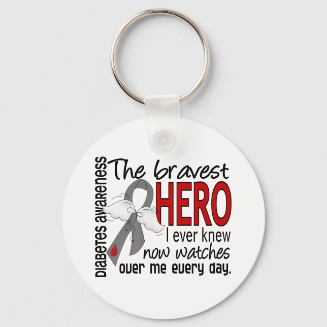 Bravest Hero I Ever Knew Diabetes Keychain (Front)