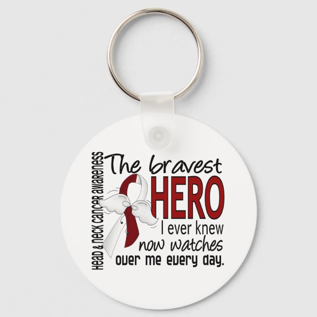 Bravest Hero I Ever Knew Head and Neck Cancer Keychain (Front)