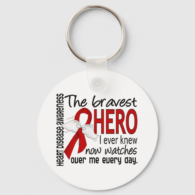 Bravest Hero I Ever Knew Heart Disease Keychain (Front)