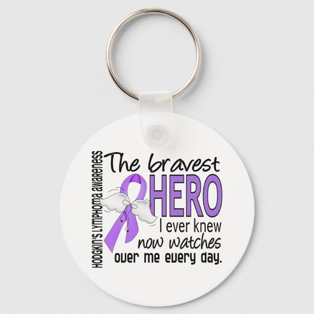 Bravest Hero I Ever Knew Hodgkin's Lymphoma Keychain (Front)