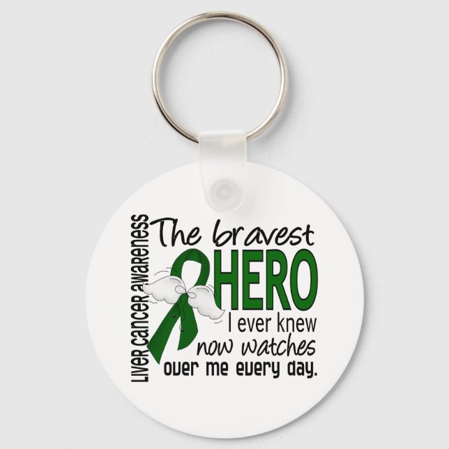 Bravest Hero I Ever Knew Liver Cancer Keychain (Front)