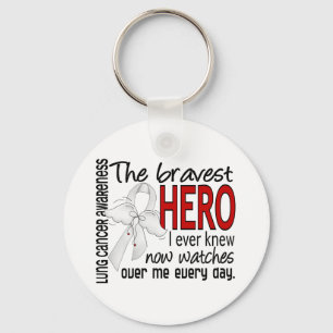 Bravest Hero I Ever Knew Lung Cancer Keychain