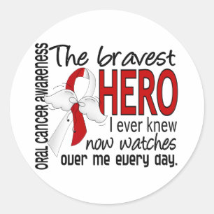 Bravest Hero I Ever Knew Oral Cancer Classic Round Sticker