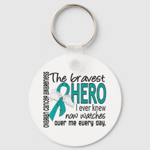 Bravest Hero I Ever Knew Ovarian Cancer Keychain