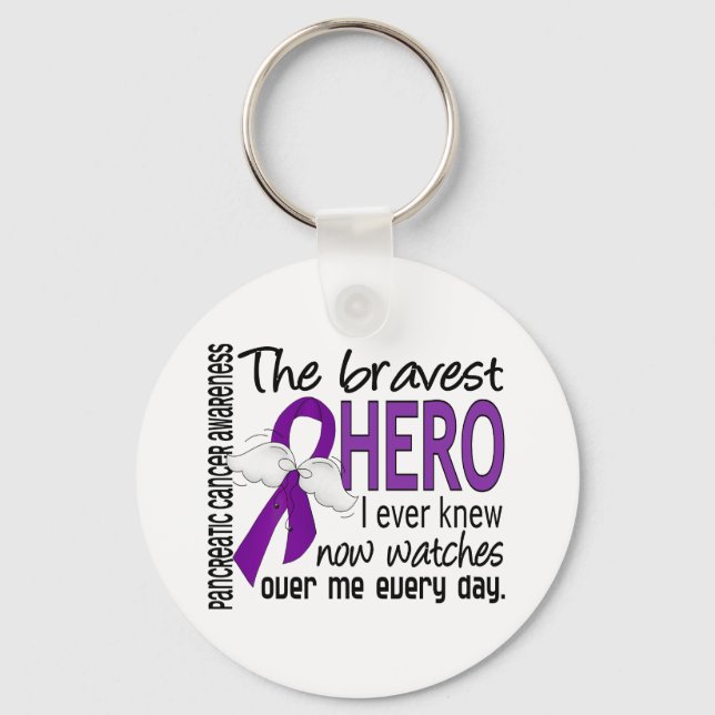 Bravest Hero I Ever Knew Pancreatic Cancer Keychain (Front)
