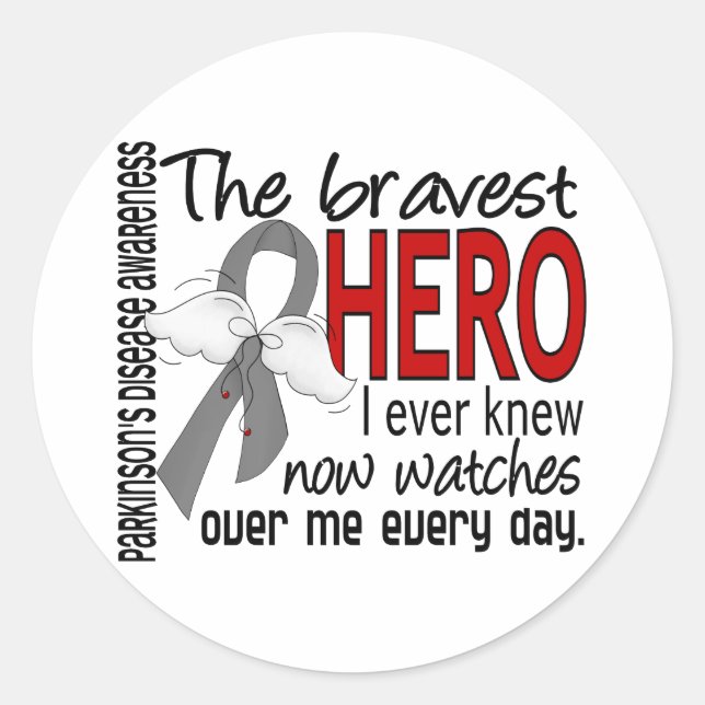 Bravest Hero I Ever Knew Parkinson's Disease Classic Round Sticker (Front)