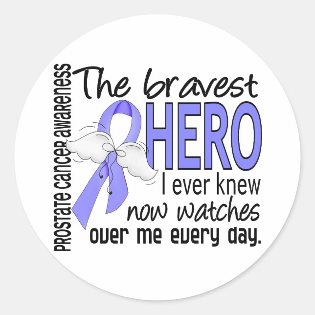 Bravest Hero I Ever Knew Prostate Cancer Classic Round Sticker (Front)