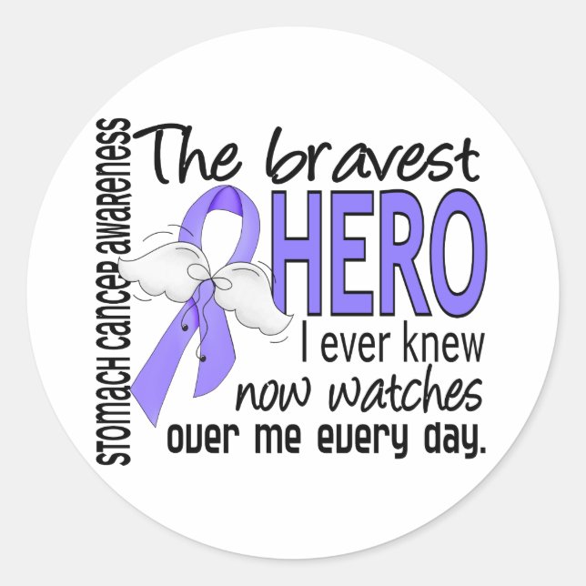 Bravest Hero I Ever Knew Stomach Cancer Classic Round Sticker (Front)