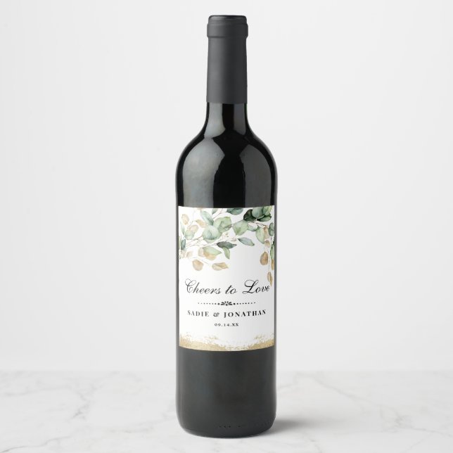 Bravo à l'amour Étiquette de vin botanique en or r (Devant)