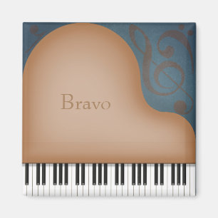 "Bravo" Brown Grand Piano Cute Customizable Music Magnet