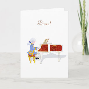 "Bravo!" Cute Mozart Piano Performance Note Card