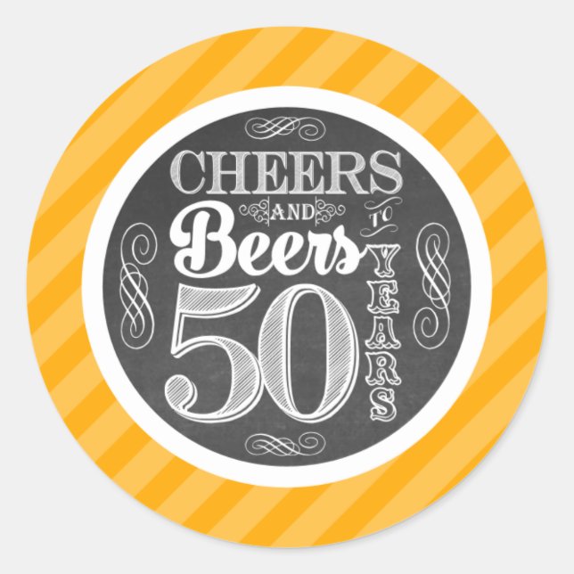 Bravo et bières à 50 ans rond Stickers Étiquettes (Devant)