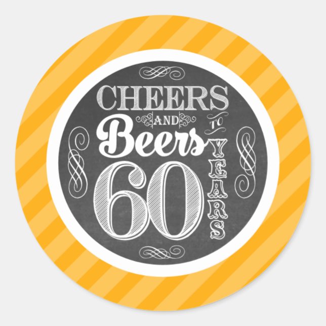 Bravo et bières à 60 ans rond Stickers Étiquettes (Devant)