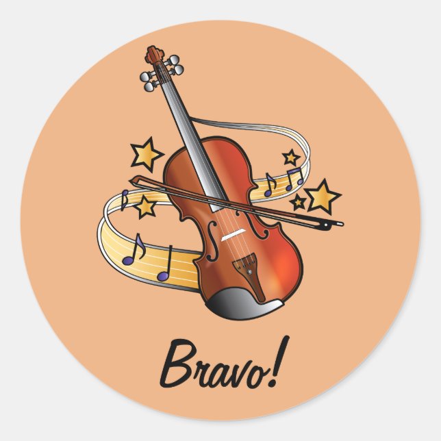 Bravo Sticker for Boy Violin Student (Front)