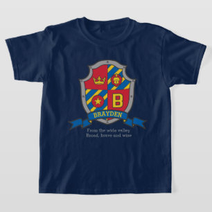 Brayden boys B name & meaning knights shield T-Shirt