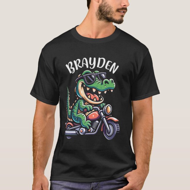 Brayden Funny Alligator Design for Boys Name Brayd T-Shirt (Front)