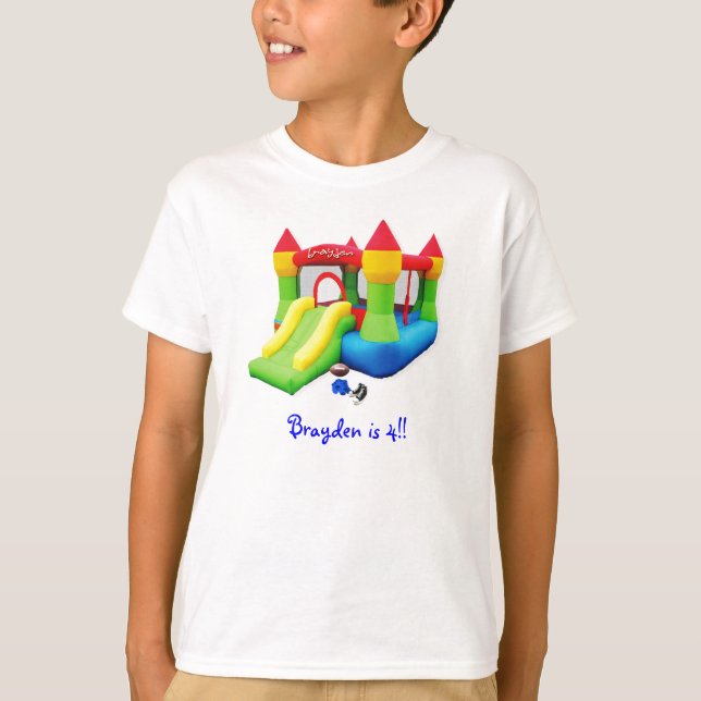 brayden tee, Brayden is 4!! T-Shirt (Front)