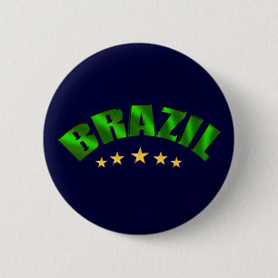 Brazil 5 star World Champions Soccer Gifts 2 Inch Round Button
